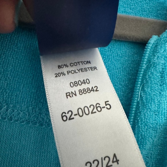 Swimsuits For All Terry Cloth Hooded Zip Front Swim Cover Up 22/24 Turquoise NWT - Picture 4 of 6
